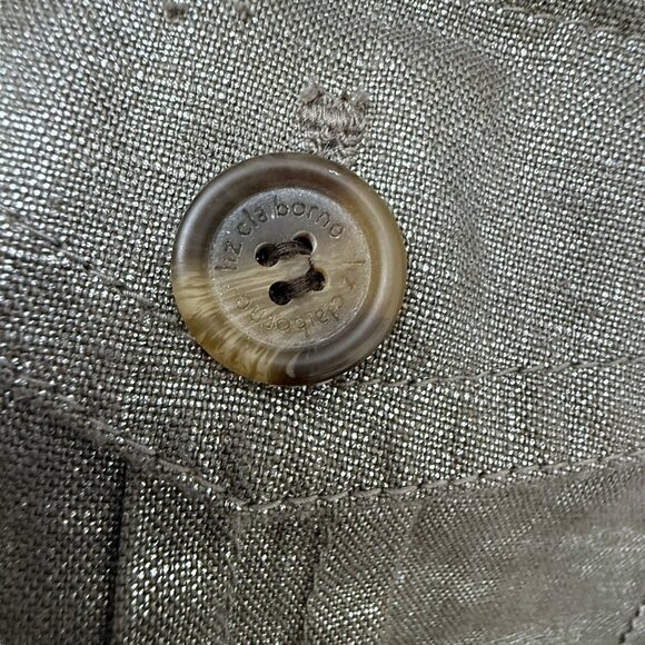 Liz Claiborne Safari Jacket Plus Size 2X 100% Linen Shimmer Brown Utility - Picture 8 of 10